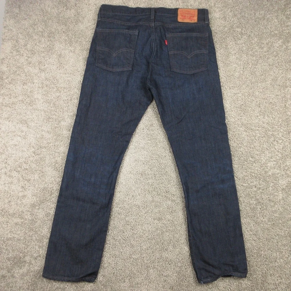 Levis Jeans Mens 36x32 Blue 513 Slim Straight Faded Dark Wash Whisker Denim Pant